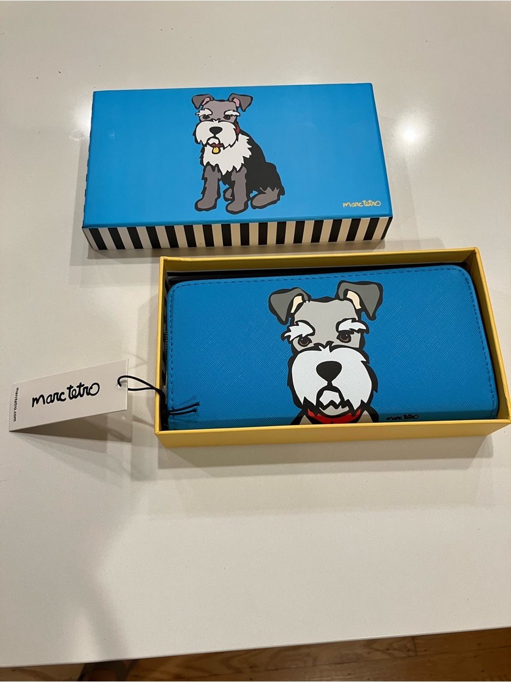 Marc Tetro NWT Blue Schnauzer Zip Wallet